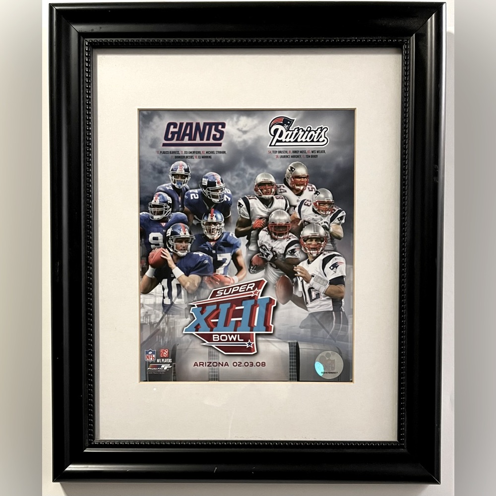 NFL Giants and New England Patriots memorabilia Super Bowl XLII, Framed Picture